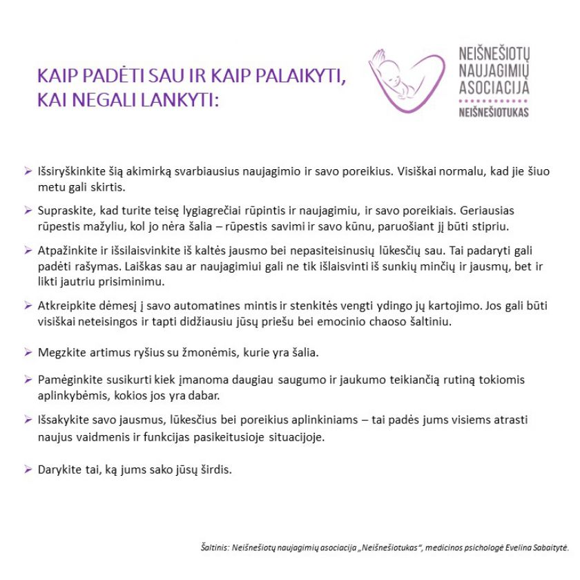 Neišnešioti naujagimiai: kaip palaikyti, bet nelankyti?